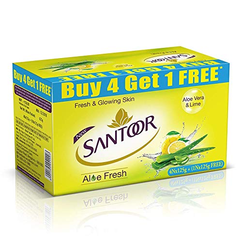SANTOOR SOAP ALOEFRESH B4G1 FREE 5X125G